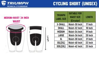 cycling shorts size chart