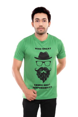 Green Casual Tshirt with Slogan