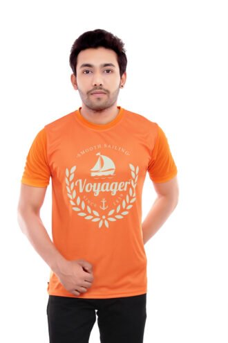 Printed Orange Casual Tshirt