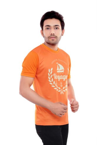 Printed Orange Casual Tshirt