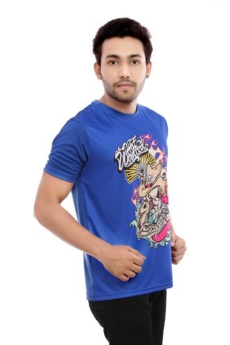 Blue Round Neck Casual Wear Tshirt