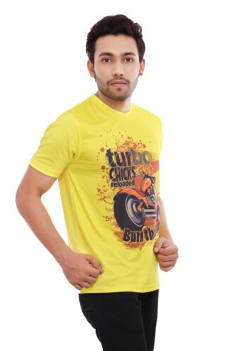 Yellow Casual Wear Printed Tshirt