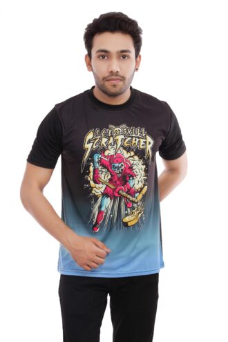 Printed Design Casual Black Tshirt