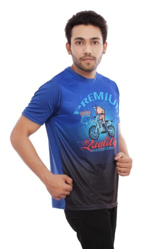 Printed Casual Blue Tshirt Round Neck