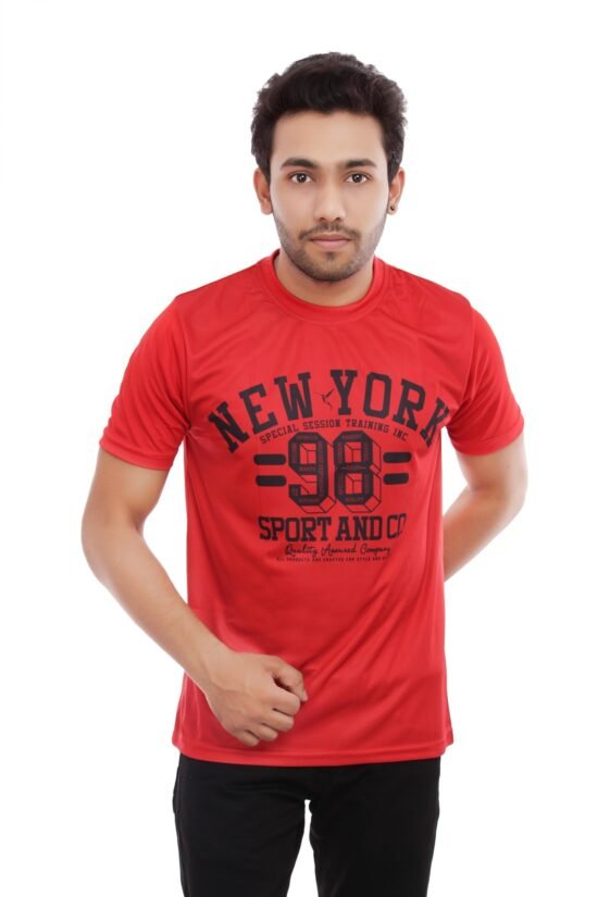 NY98 Printed Casual Red Tshirt