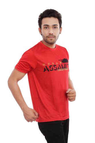 Assault Print Casual Red Tshirt