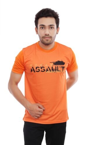 Assault Print Casual Orange Tshirt