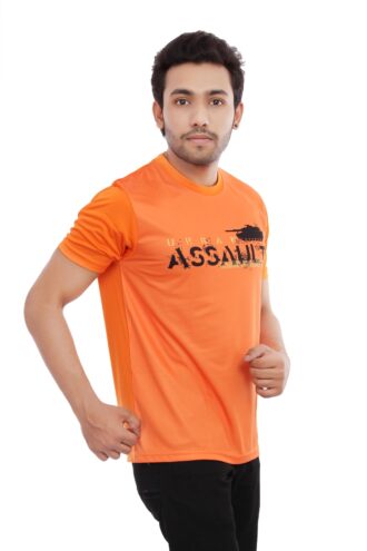 Assault Print Casual Orange Tshirt