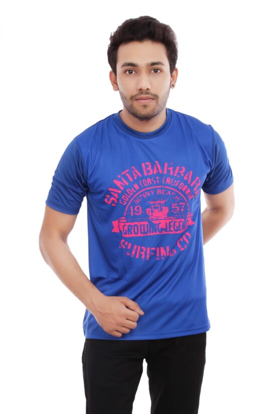 Printed Casual Tshirt Blue for Men