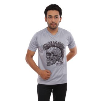 Skull Printed Casual Tshirt Grey