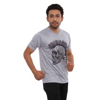 Skull Printed Casual Tshirt Grey