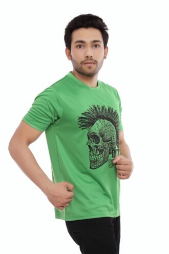 Skull Printed Casual Tshirt Green