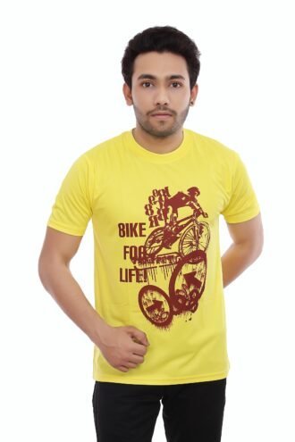 Bike Printed Casual Tshirt Yellow