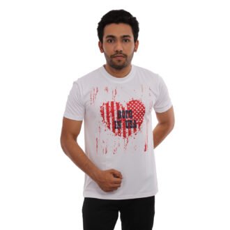 Heart Printed Casual Tshirt White