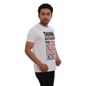 Box Printed White Casual Tshirt