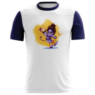 Mahadev Printed Casual T-shirt White and Blue